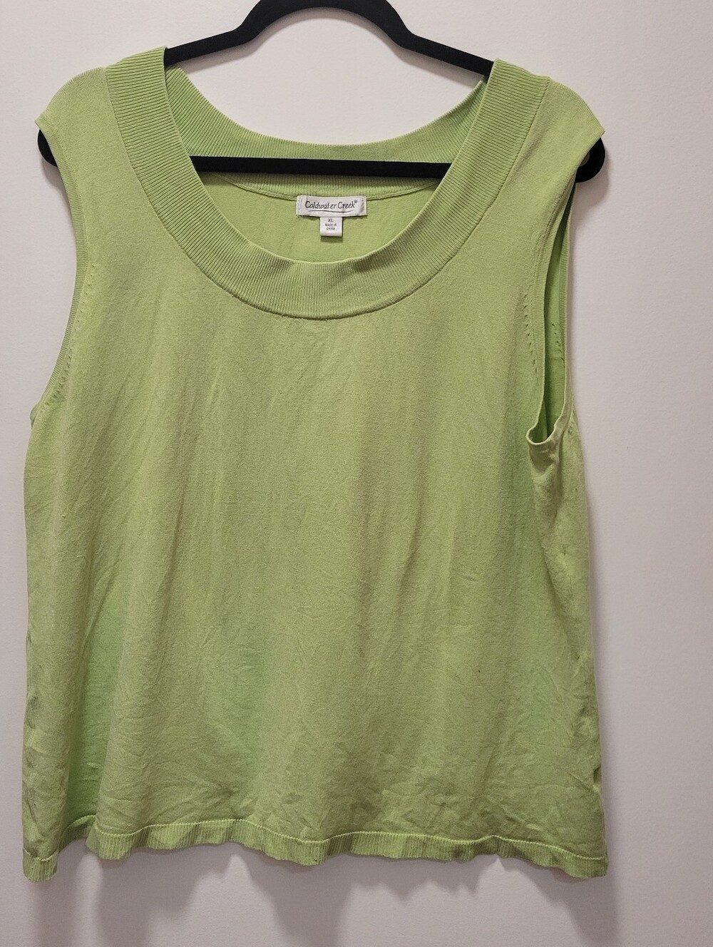 Coldwater Creek Women's Lime Green Scoop Neck Tank. Silk Blend. XL
